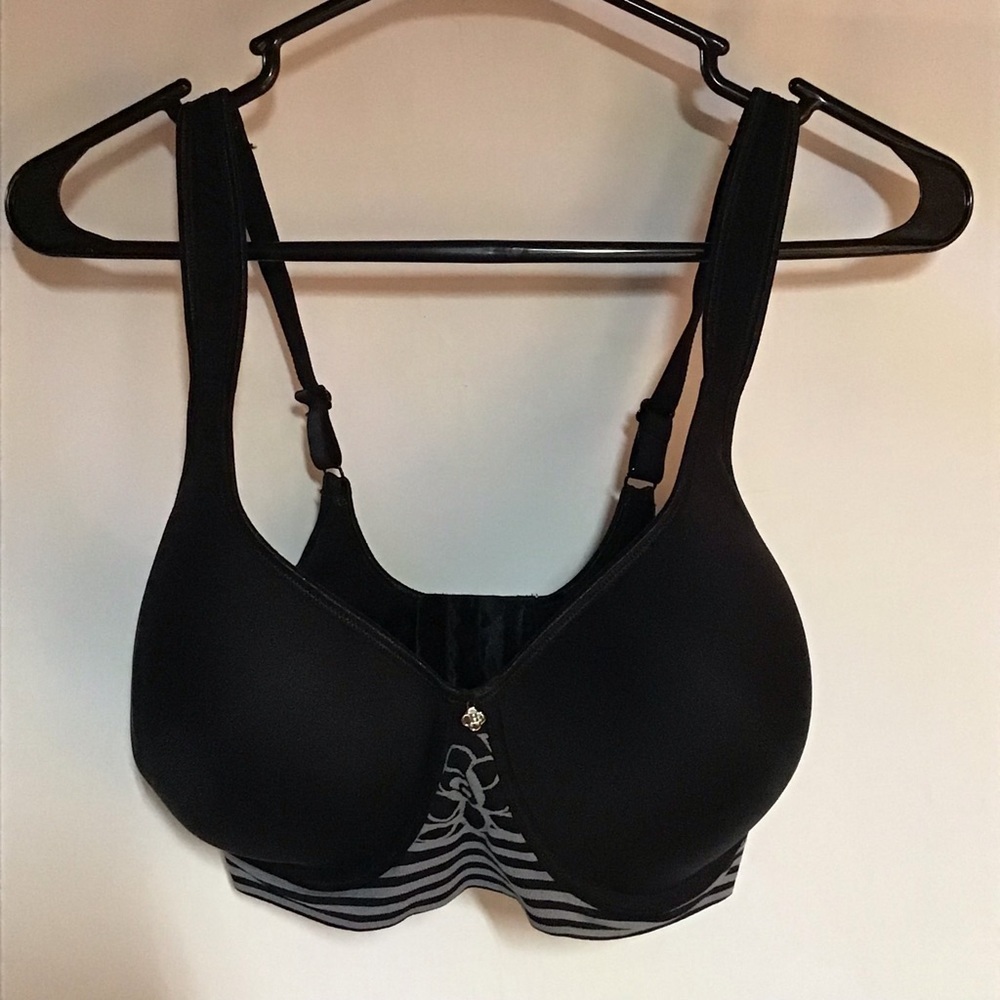 BREEZIES Bra 38DD black grey floral striped